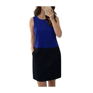 LOFT Colorblock Sheath Dress Size 6 Blue Black Sleeveless Midi